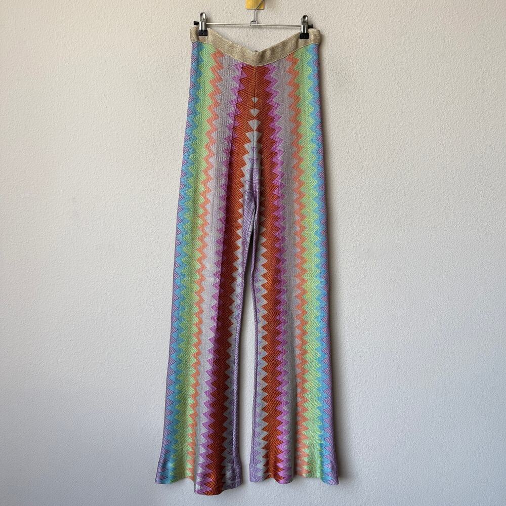 Alexis Boe Multicolor Chevron Knit Wide Leg Pants Size XS - Picture 3 of 6